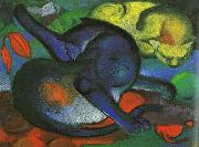 Two Cats, blue and yellow Franz Marc